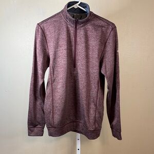 Men's Adidas Maroon Heathered Quarter-Zip Sweater Small